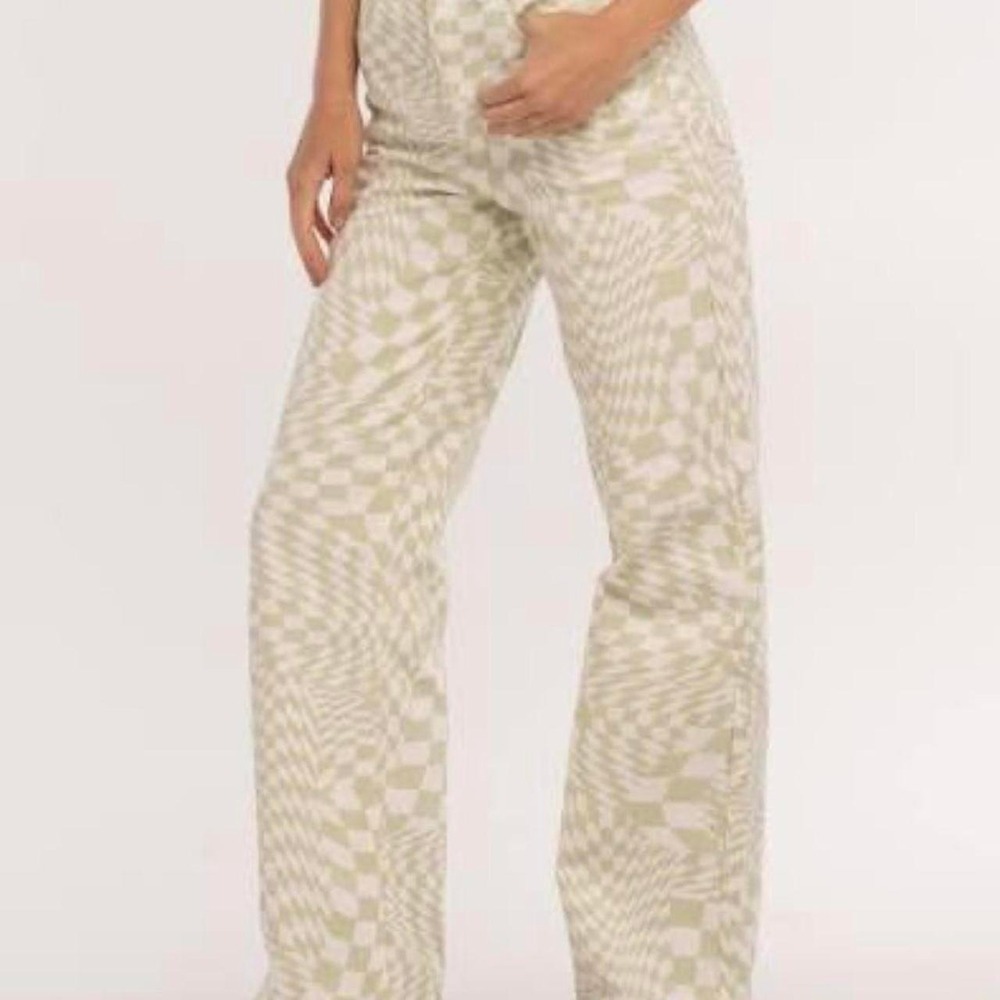 RSQ, Wavy Check Jean, Green White, 24, NWT